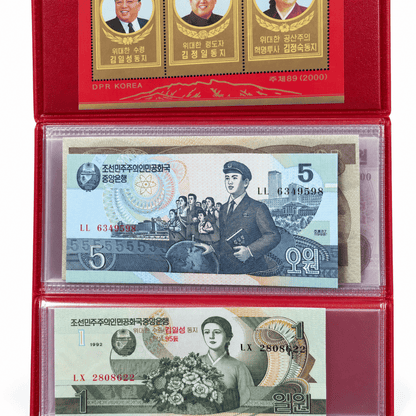 Complete set of collectible North Korean won (blue)
