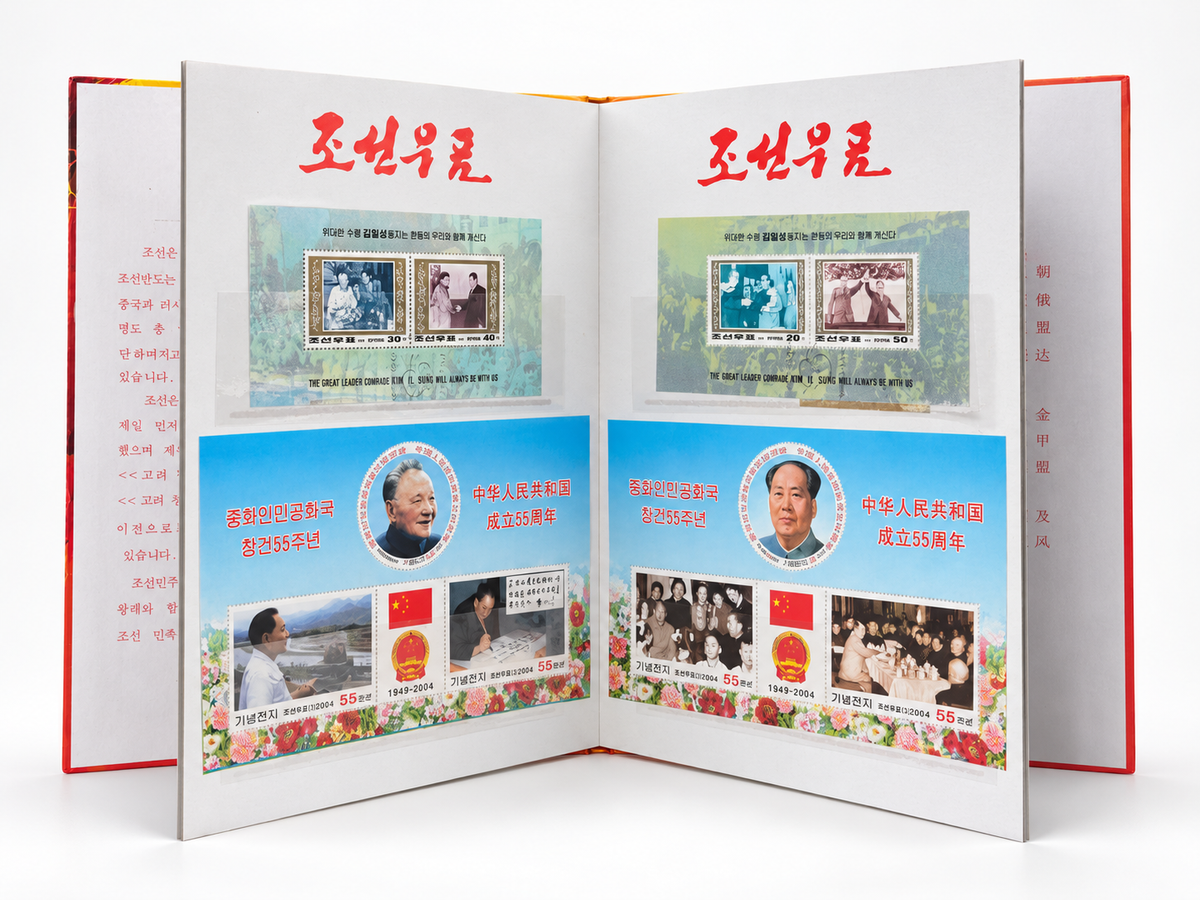 Collection of original North Korean stamps with effigies of Kim Jong-Il, Kim Il-Sung